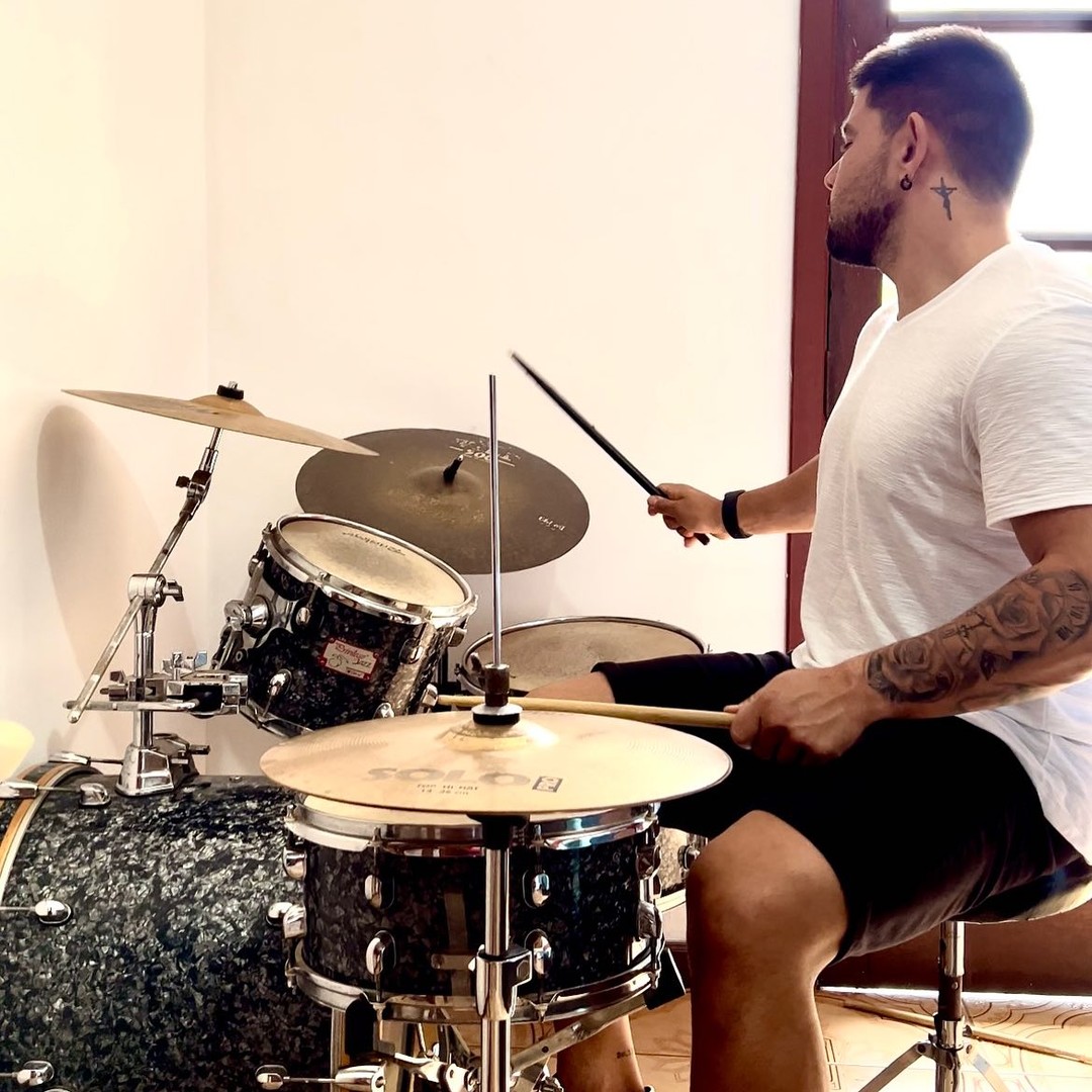 Practicing drums