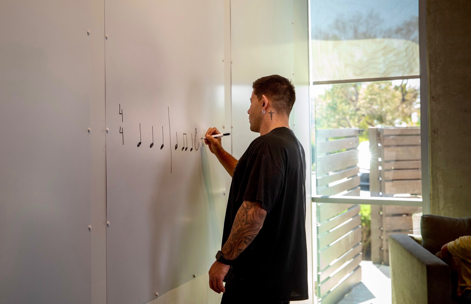 Writing out the rhythm on the board